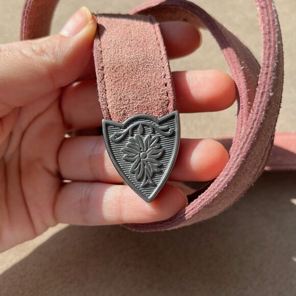 Free People Wildwood Suede Leather Western Etched Buckle Belt XS/S - Picture 7 of 16